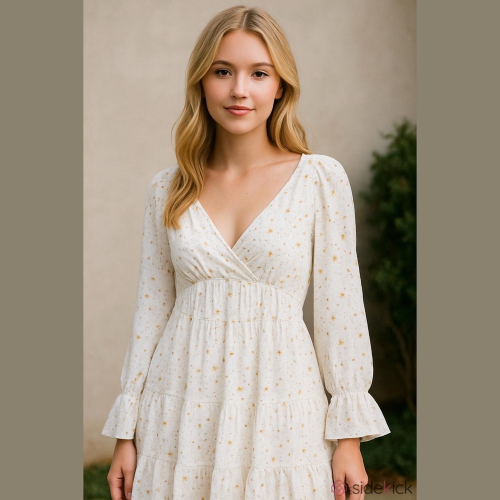Altar’d State Gold Star Babydoll Dress Size XS - Picture 2 of 5